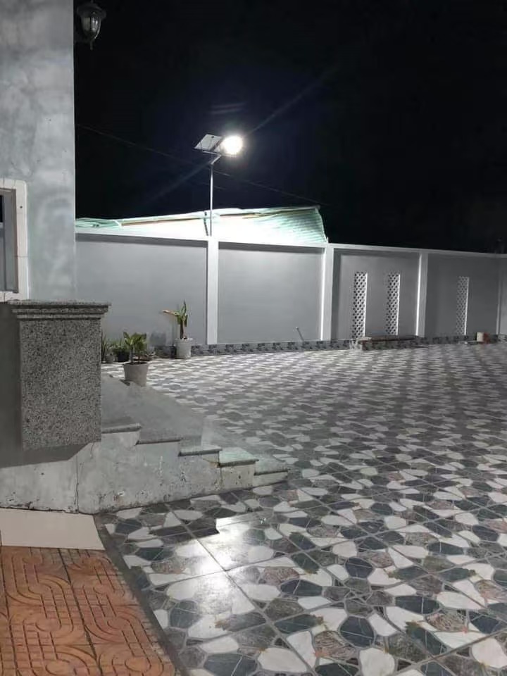 Solar lights installed in a parking area