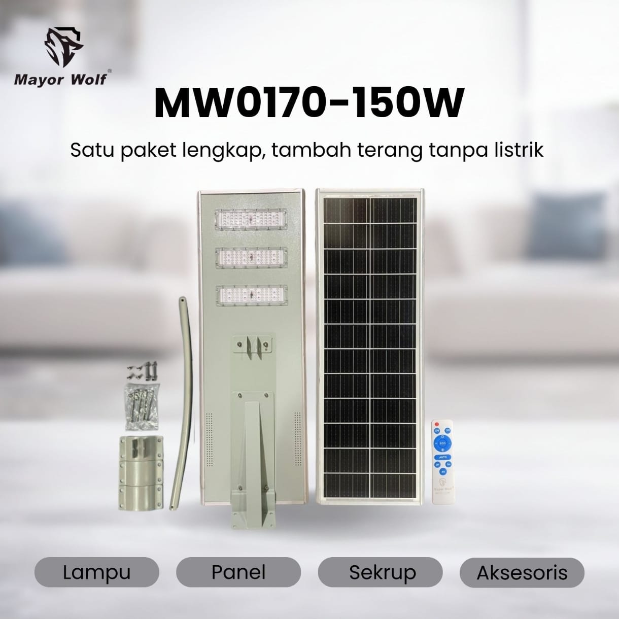 Produk PJU solar all-in-one Mayor Wolf untuk proyek jalan