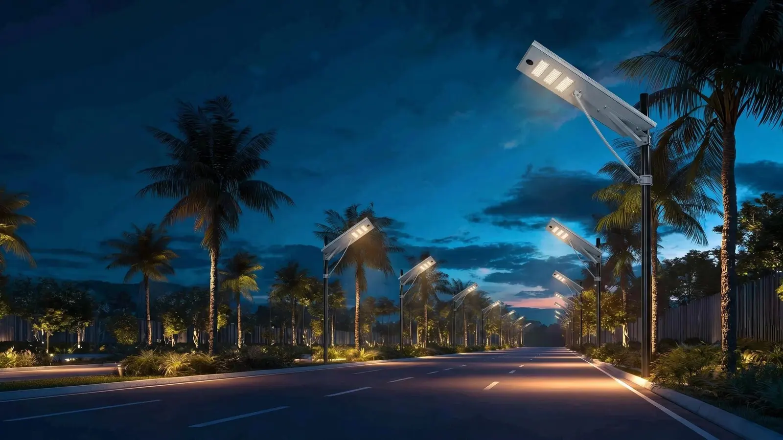 Mayor Wolf solar street lights installed at an outdoor project