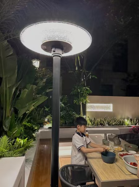 Lampu tiang dekoratif tenaga surya Mayor Wolf untuk area duduk