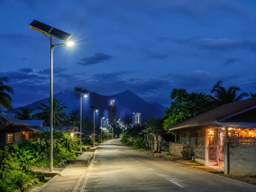 Solar-powered streetlights for village roads and project sites